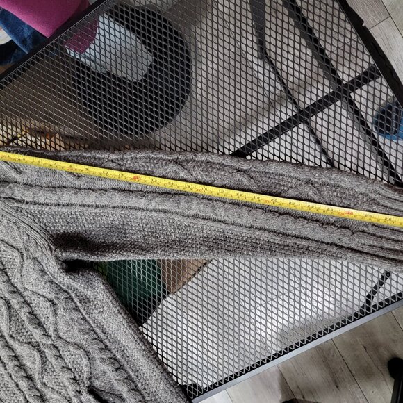 Gap Men's Mock Neck Chunky Knit Lambswool Grey Melange Cable Cardigan L Used - Picture 14 of 14